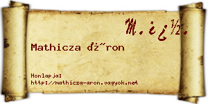 Mathicza Áron névjegykártya